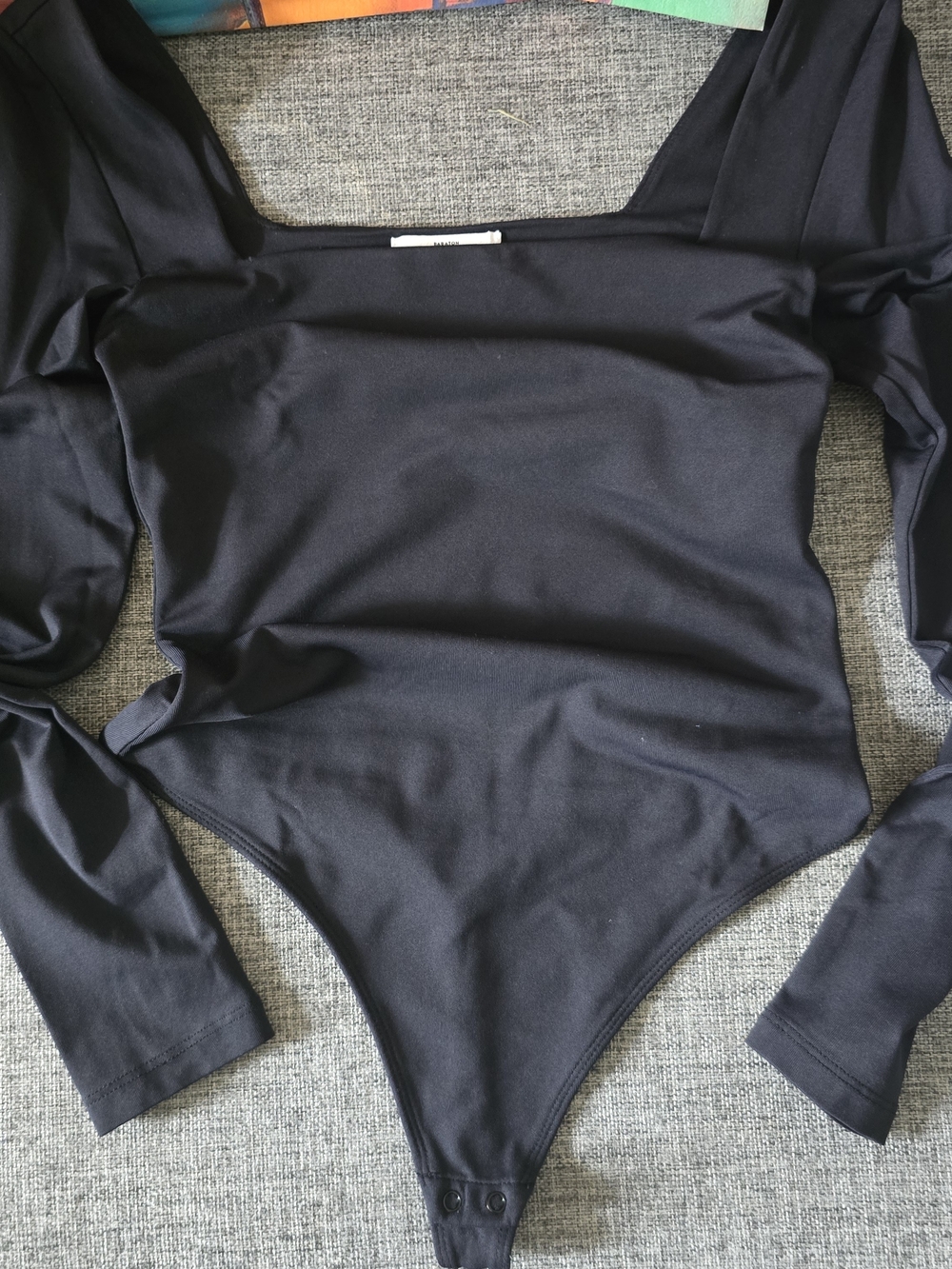 BABATON Contour Square Neck Bodysuit Sleek Minimalist Neutral Black S